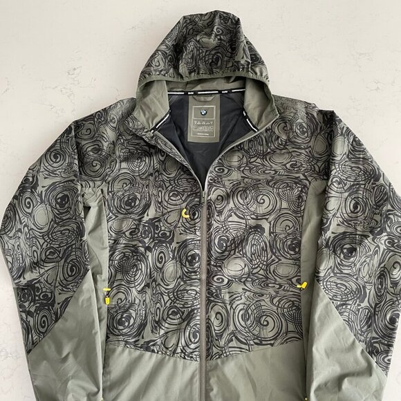 BMW Casual Full Zip Waterproof 100% Poly Hooded Jacket Sage Grn Dk Gry Sz S NWOT - Picture 8 of 15